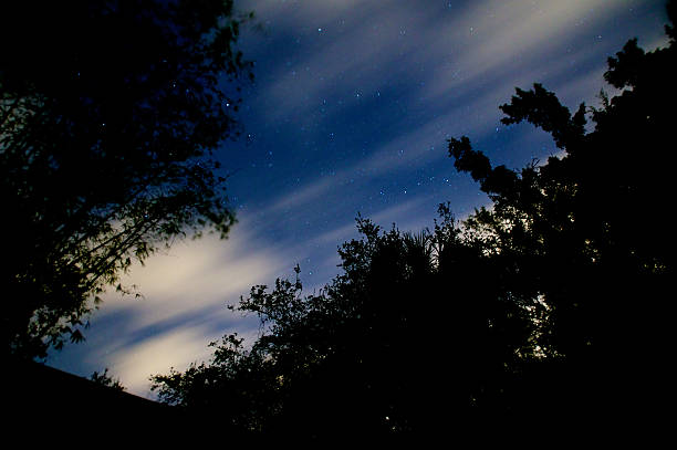 istock moving night sky with clouds and stars 463590981