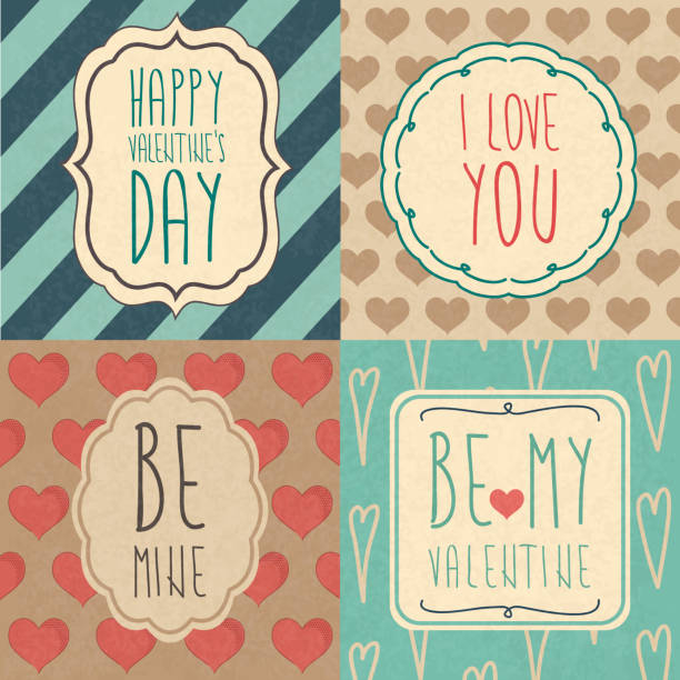 ilustraciones, imágenes clip art, dibujos animados e iconos de stock de tarjeta del día de san valentín conjunto - wedding invitation wedding greeting card heart shape