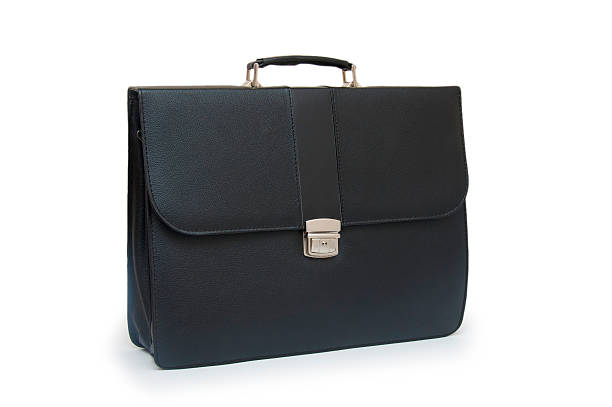 istock Black business briefcase (front view) on white background 463605747