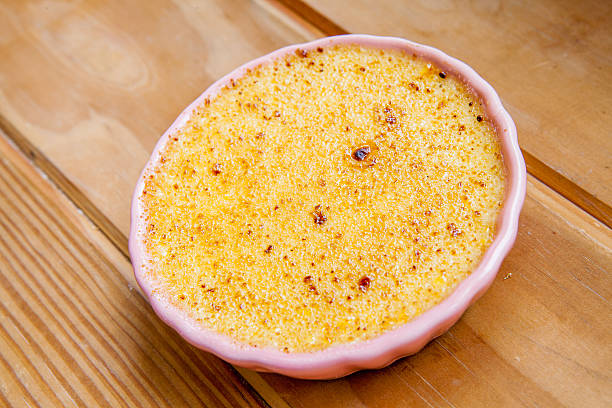 istock Cream Brulee on wood background 463613313