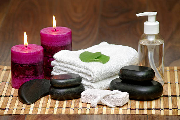 istock Set for spa with natural ingredients. body Massage 463625397