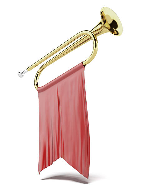 istock trumpet with a red flag 463625595