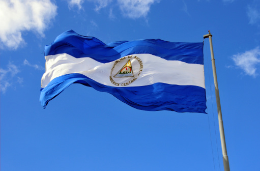 Bandera de nicaragua (real photo, no generado por ordenador) photo