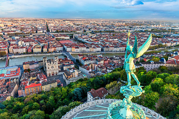 Lyon view View of Lyon city from Fourviere, France lyon photos stock pictures, royalty-free photos & images