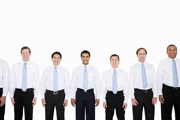 istock Similar looking businessmen in a row 463635537