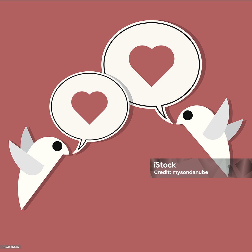 Deux oiseaux sur fil amoureux les autres - clipart vectoriel de Invitation libre de droits