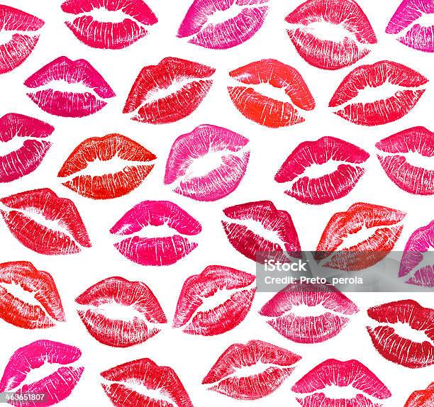 A Picture Of Red And Pink Lips Stock Photo - Download Image Now - Lipstick Kiss, Pattern, Valentine's Day - Holiday