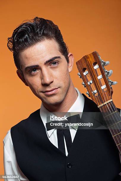 Closeup Portrait Of Retro Country Male Guitar Player Stock Photo - Download Image Now