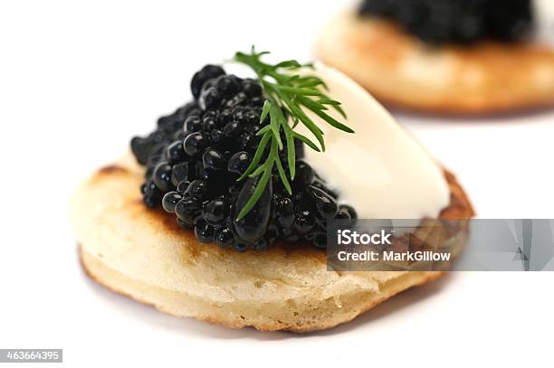 Blinis With Caviar Stock Photo - Download Image Now - Caviar, Blini, White Background