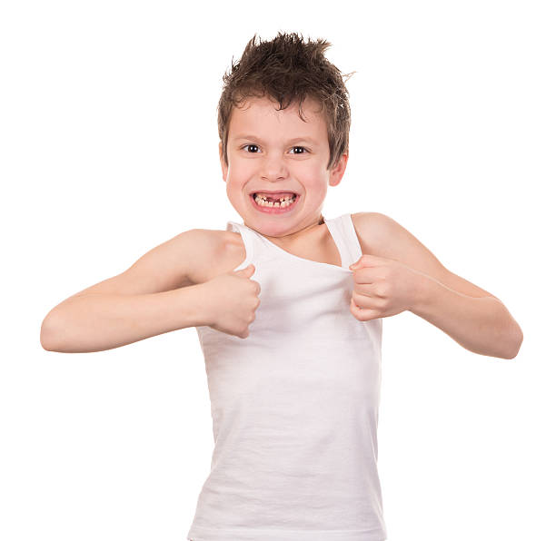 istock wet hair boy with emotion on white 463673297