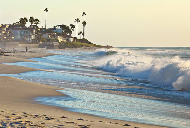 夕暮れのビーチ、サンディエゴ南カリフォルニア州（米国） - california san diego california beach coastline ストックフォトと画像