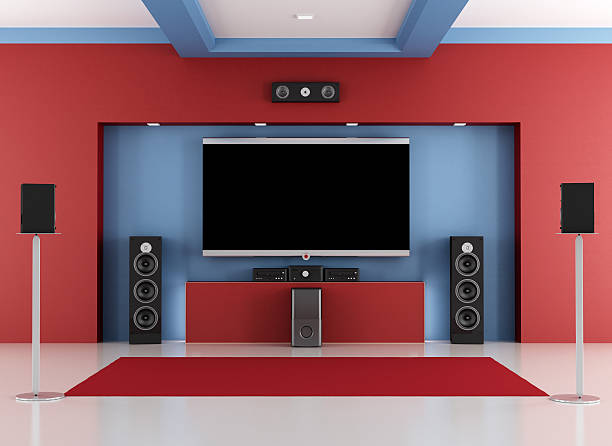 istock Red and blue home cinema room 463680833