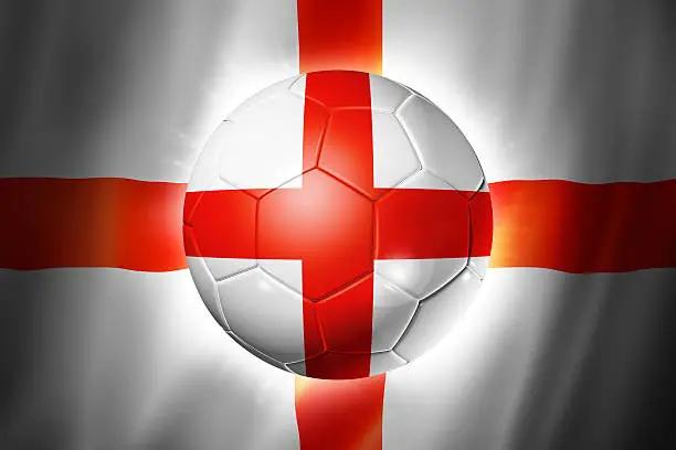3D soccer ball with England team flag, world football cup Brazil 2014