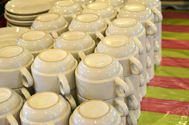istock Rows of white cups 463692937