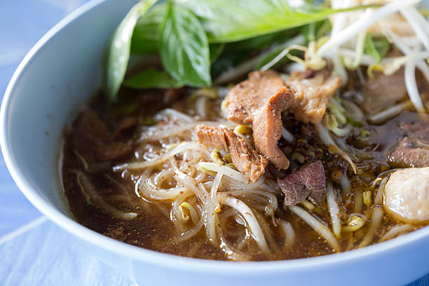 istock Small rice noodle in thick soup with beef 463696969