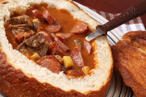 istock Goulash soup in a bread bowl 463697429