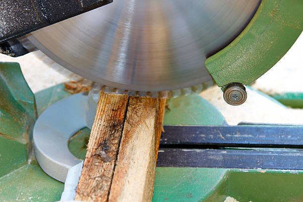 istock Sawblade close up sawing wooden batten 463700763