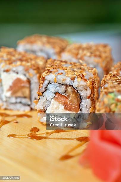 Sesame Sushi Rolls Stock Photo - Download Image Now - Appetizer, Avocado, Cheese