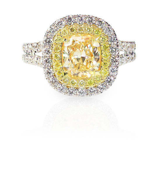 istock Yellow Double Halo Canary Diamond engagement ring 463729569
