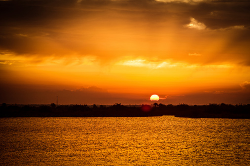 Lake at sunset, Black Point Wildlife Drive, Merritt Island National Wildlife Refuge, Titusville, Florida, USA