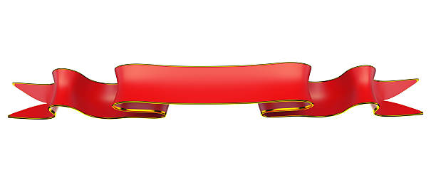 istock Red ribbon with golden edging useful as badge or emblem 463734451