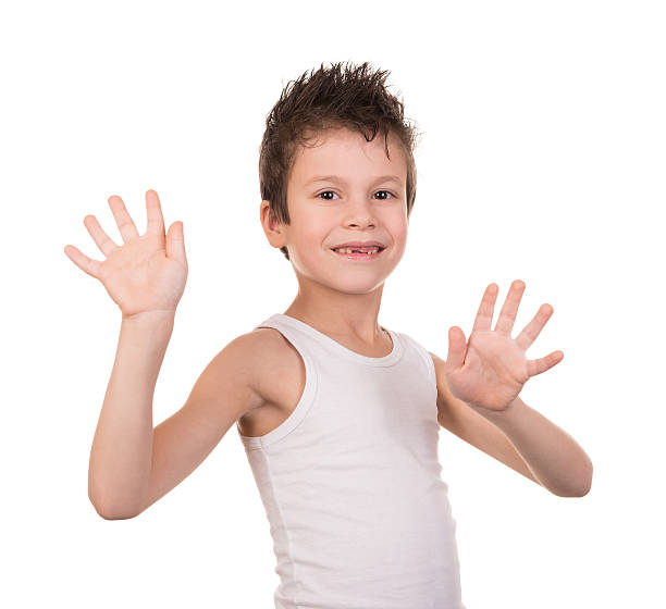 istock wet hair boy with emotion on white 463736413