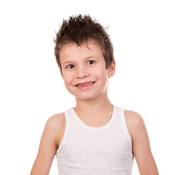 istock wet hair boy with emotion on white 463740161