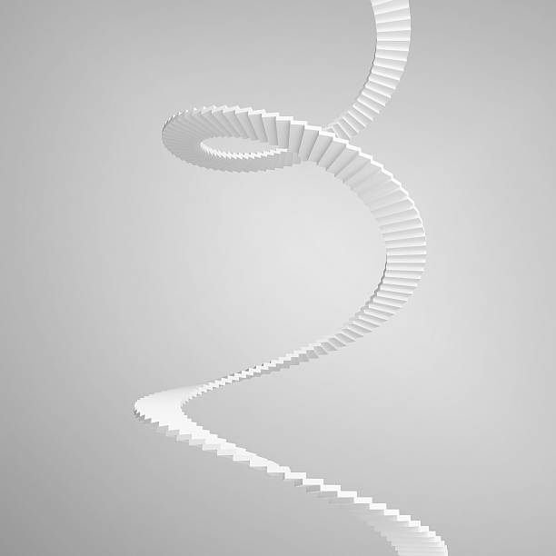 istock White spiral stairs above gray background. 3d illustration 463741435