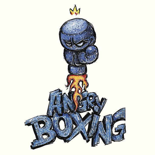 ilustraciones, imágenes clip art, dibujos animados e iconos de stock de angry de boxeo - serious punching fighting displeased