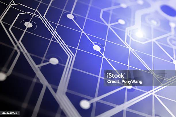 Abstract Printed Circuit Board Stock Photo - Download Image Now - Abstract, Black Background, Blue