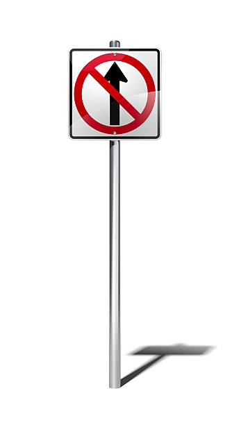 istock No straight through sign (USA) with clipping path 463750067