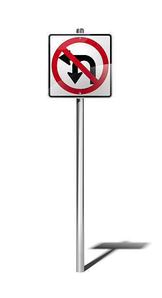No left or U turn sign (USA) with clipping path