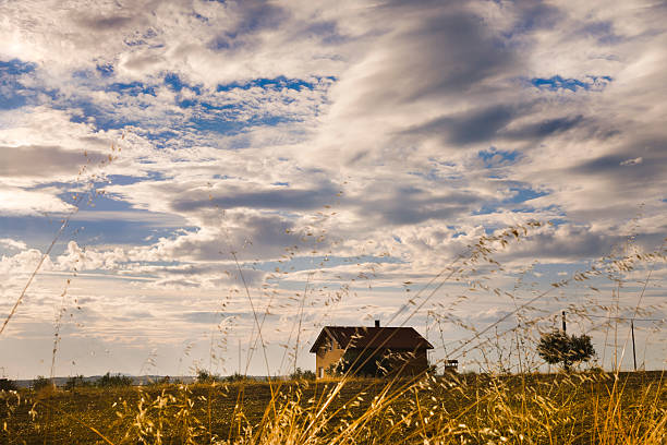 black forest farm house behind fog
