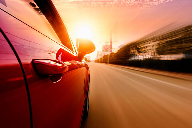 istock car on the road with motion blur background. 463763655