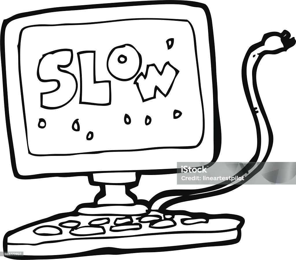 Cartoon Slow Computer Stock Illustration - Download Image Now - Bizarre ...