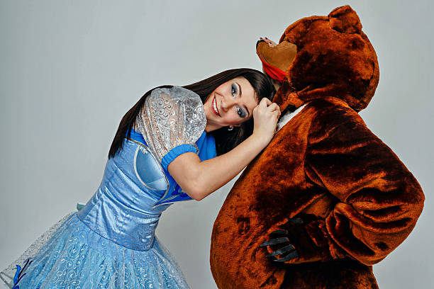 istock Attractive young girl and bear 463773359