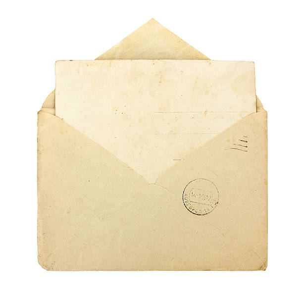 Old cream vintage envelope with blank card