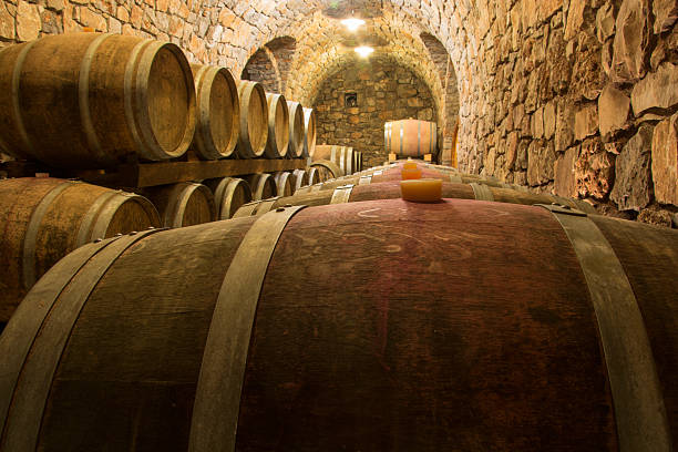 istock Line of Barrels 463782365