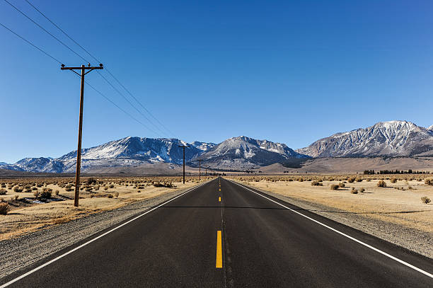 istock Road to mountains with telephone poles on side 463794531