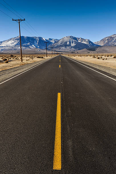 istock Road to mountains with telephone poles on side 463794641