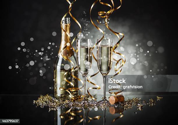 Glasses Of Champagne Stock Photo - Download Image Now - Alcohol - Drink, Anniversary, Bottle
