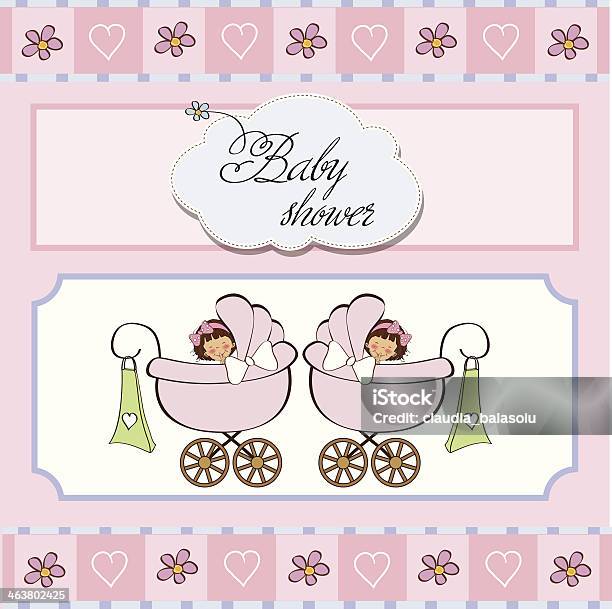 Baby Twins Shower Card Stock Illustration - Download Image Now - Accuracy, Animal, Anniversary