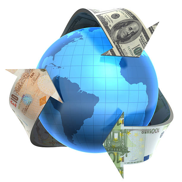 istock Recycling sign made of moneys with World globe. 463803175