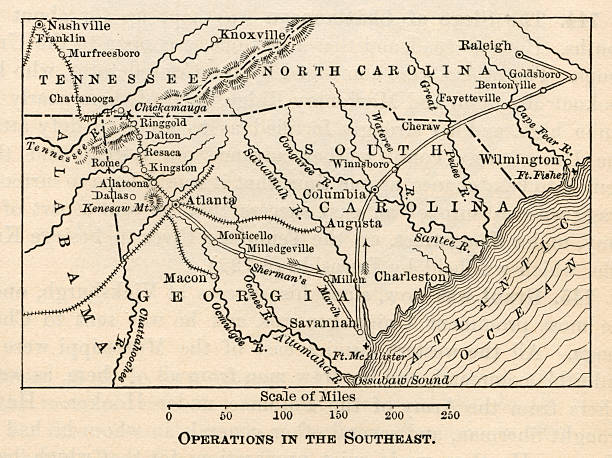 istock Civil War Map - Area of Operations in the Southeast 463803253