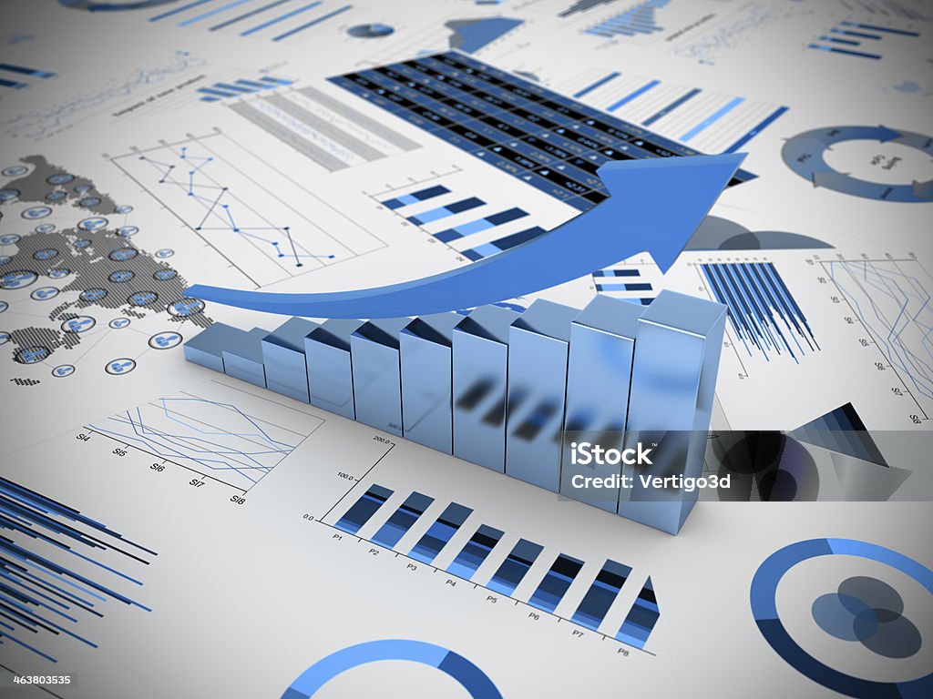 Graphs and charts Graphs diagram and charts   Portfolio Stock Photo