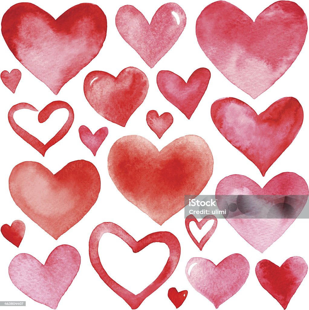 Hearts Set of watercolor hearts. Heart Shape stock vector