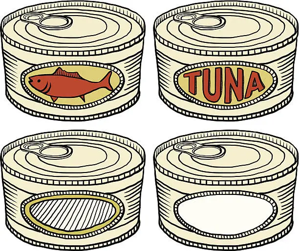 Vector illustration of canned tuna fish