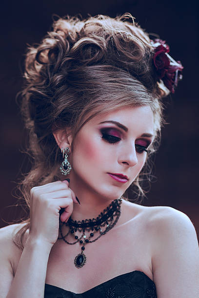 istock Mysterious woman in black dress 463809171