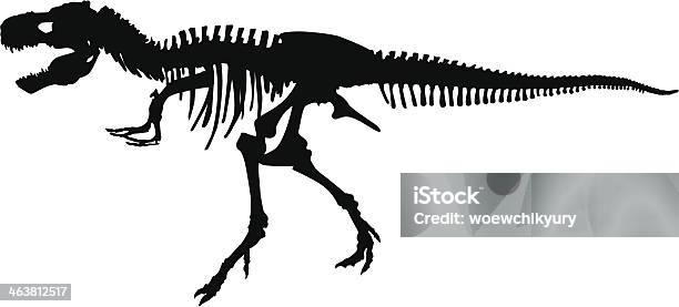 Dinosaur Skeleton Vector Silhouette Stock Illustration - Download Image Now - Tyrannosaurus Rex, Dinosaur, Animal Skeleton