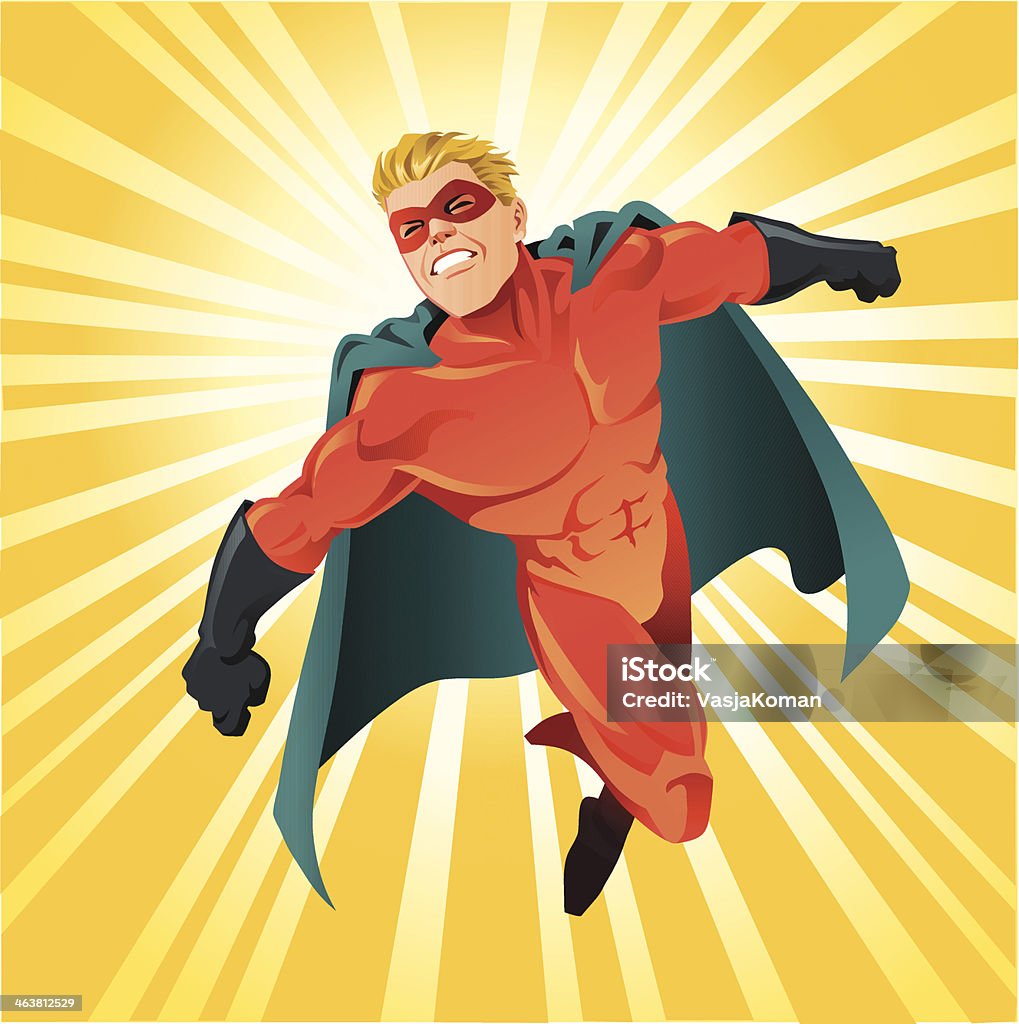 Powerful Superhero Flying Images are placed on separate layers. Background easy to remove if needed. Superhero stock vector